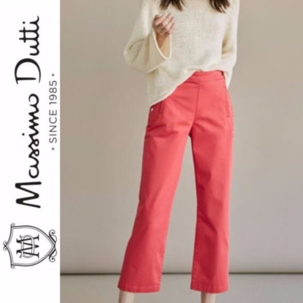 Massimo Dutti Coral High Rise Chino Capri Pants Sz 2